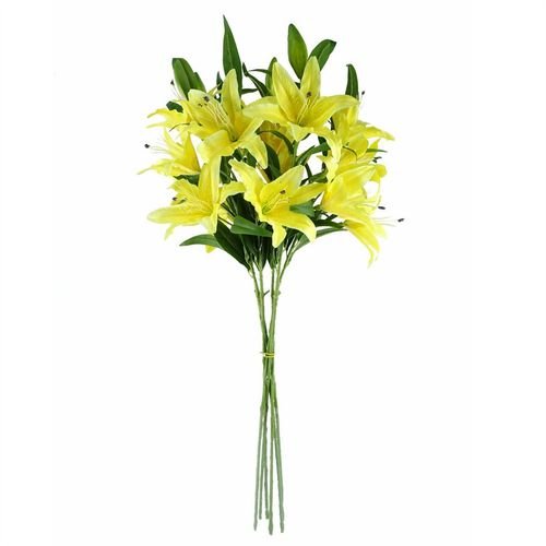 Vibrant Yellow Lily Stems - Set of 6 Large 100cm Silk Flowers for Stunning Arrangements - plants - express.com