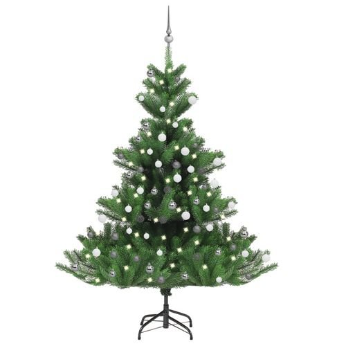 vidaXL 120cm Nordmann Fir LED Christmas Tree with Gold Ball Set - Elegant & Luminous - plants - express.com
