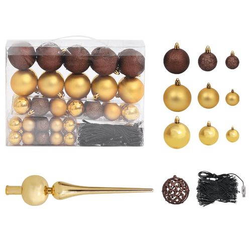 vidaXL 120cm Nordmann Fir LED Christmas Tree with Gold Ball Set - Elegant & Luminous - plants - express.com