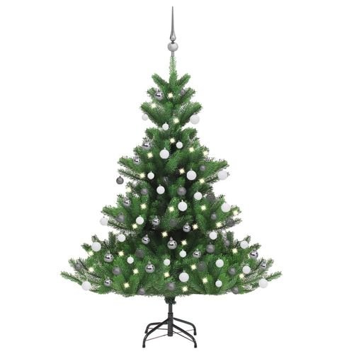 vidaXL 120cm Nordmann Fir LED Christmas Tree with Gold Ball Set - Elegant & Luminous - plants - express.com