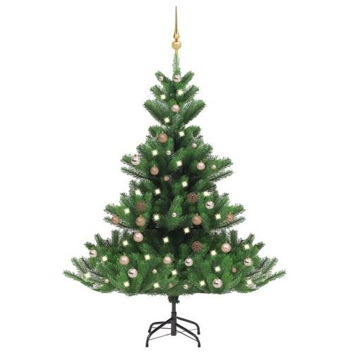 vidaXL 120cm Nordmann Fir LED Christmas Tree with Gold Ball Set - Elegant & Luminous - plants - express.com