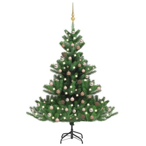 vidaXL 120cm Nordmann Fir LED Christmas Tree with Gold Ball Set - Elegant & Luminous - plants - express.com