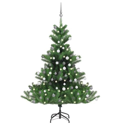 vidaXL 120cm Nordmann Fir LED Christmas Tree with Gold Ball Set - Elegant & Luminous - plants - express.com