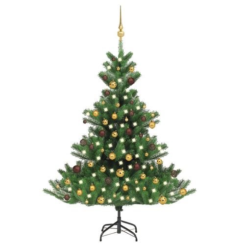 vidaXL 120cm Nordmann Fir LED Christmas Tree with Gold Ball Set - Elegant & Luminous - plants - express.com