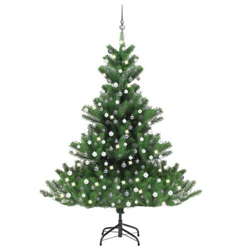 vidaXL 120cm Nordmann Fir LED Christmas Tree with Gold Ball Set - Elegant & Luminous - plants - express.com