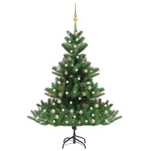 vidaXL 120cm Nordmann Fir LED Christmas Tree with Gold Ball Set - Elegant & Luminous - plants - express.com