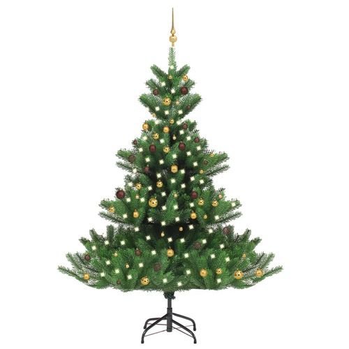 vidaXL 120cm Nordmann Fir LED Christmas Tree with Gold Ball Set - Elegant & Luminous - plants - express.com