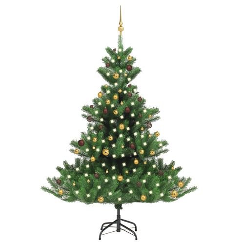 vidaXL 120cm Nordmann Fir LED Christmas Tree with Gold Ball Set - Elegant & Luminous - plants - express.com