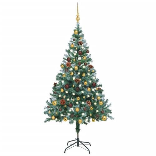 vidaXL 4.9ft Pre - lit Frosted Christmas Tree with Ornaments & Pine Cones - plants - express.com