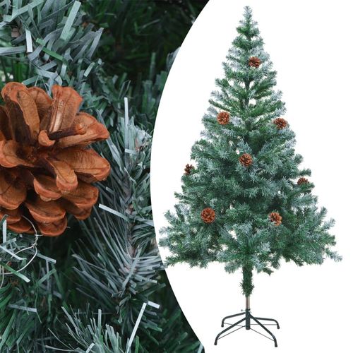 vidaXL 4.9ft Pre - lit Frosted Christmas Tree with Ornaments & Pine Cones - plants - express.com