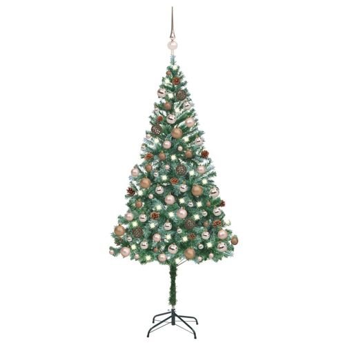 vidaXL 4.9ft Pre - lit Frosted Christmas Tree with Ornaments & Pine Cones - plants - express.com
