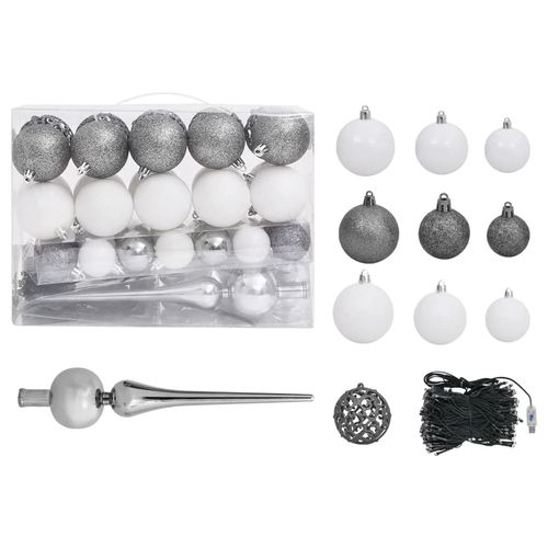vidaXL 4.9ft Pre - lit Frosted Christmas Tree with Ornaments & Pine Cones - plants - express.com