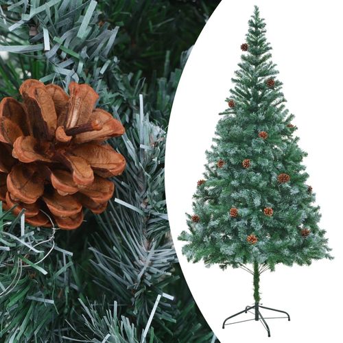 vidaXL 4.9ft Pre - lit Frosted Christmas Tree with Ornaments & Pine Cones - plants - express.com