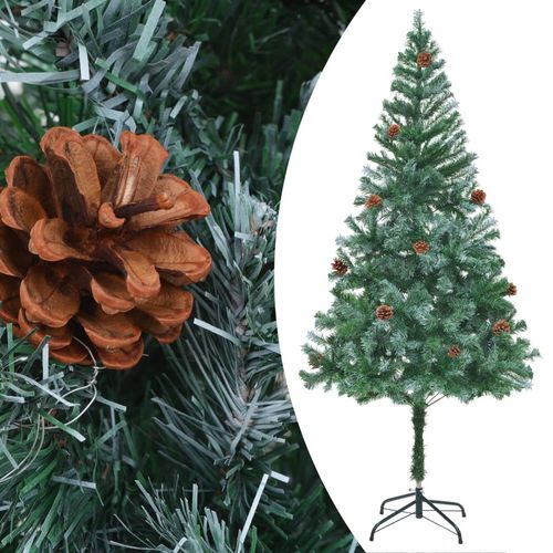 vidaXL 4.9ft Pre - lit Frosted Christmas Tree with Ornaments & Pine Cones - plants - express.com