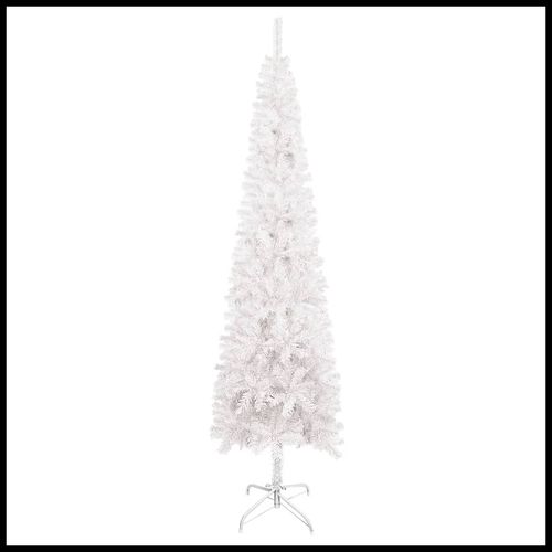 vidaXL Elegant Slim White Christmas Tree - 120 cm of Holiday Charm - plants - express.com