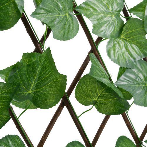 vidaXL Expandable Green Grape Leaf Trellis – PVC & Wood, 180x20 cm - plants - express.com