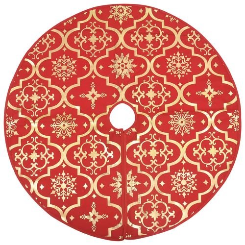 vidaXL Festive Red Christmas Tree Skirt & Sock | Snow Pattern, 90cm - plants - express.com