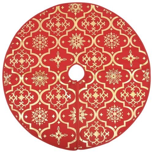 vidaXL Festive Red Christmas Tree Skirt & Sock | Snow Pattern, 90cm - plants - express.com