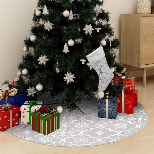 vidaXL Festive Red Christmas Tree Skirt & Sock | Snow Pattern, 90cm - plants - express.com