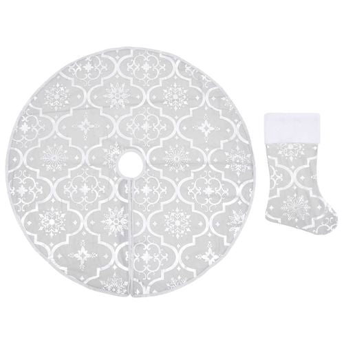 vidaXL Festive Red Christmas Tree Skirt & Sock | Snow Pattern, 90cm - plants - express.com