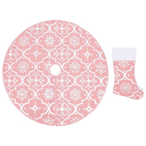 vidaXL Festive Red Christmas Tree Skirt & Sock | Snow Pattern, 90cm - plants - express.com