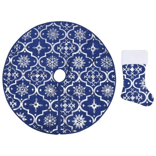 vidaXL Festive Red Christmas Tree Skirt & Sock | Snow Pattern, 90cm - plants - express.com