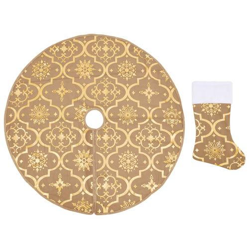 vidaXL Festive Red Christmas Tree Skirt & Sock | Snow Pattern, 90cm - plants - express.com