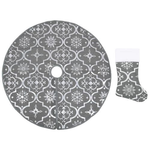 vidaXL Festive Red Christmas Tree Skirt & Sock | Snow Pattern, 90cm - plants - express.com