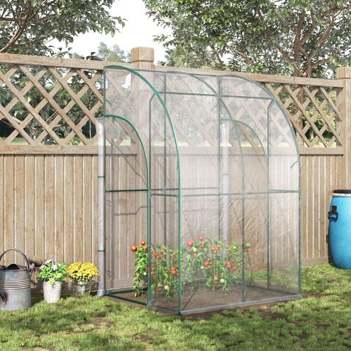 Walk - In Lean - To Tunnel Greenhouse – Wall - Mounted with PVC Cover & Roll - Up Door - plants - express.com