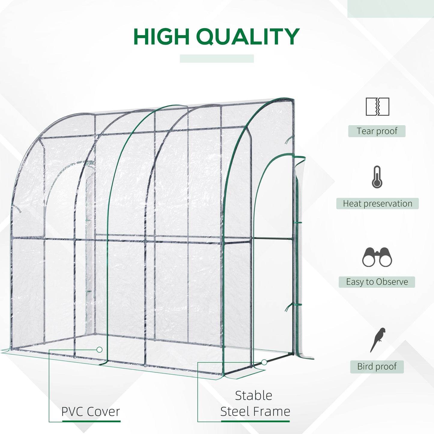 Walk - In Lean - To Tunnel Greenhouse – Wall - Mounted with PVC Cover & Roll - Up Door - plants - express.com