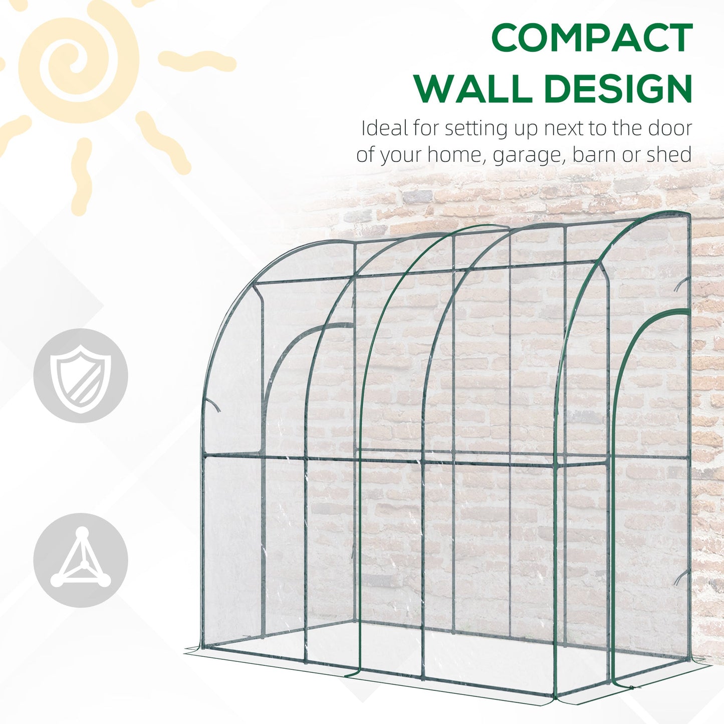 Walk - In Lean - To Tunnel Greenhouse – Wall - Mounted with PVC Cover & Roll - Up Door - plants - express.com