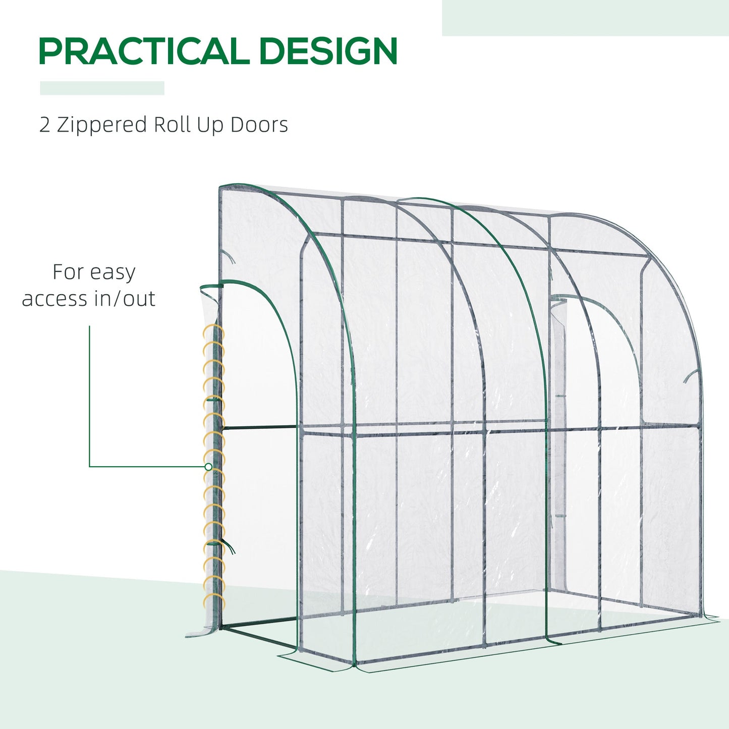 Walk - In Lean - To Tunnel Greenhouse – Wall - Mounted with PVC Cover & Roll - Up Door - plants - express.com