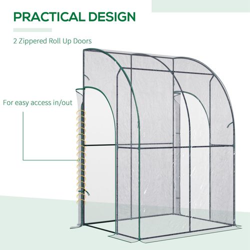 Walk - In Lean - To Tunnel Greenhouse – Wall - Mounted with PVC Cover & Roll - Up Door - plants - express.com