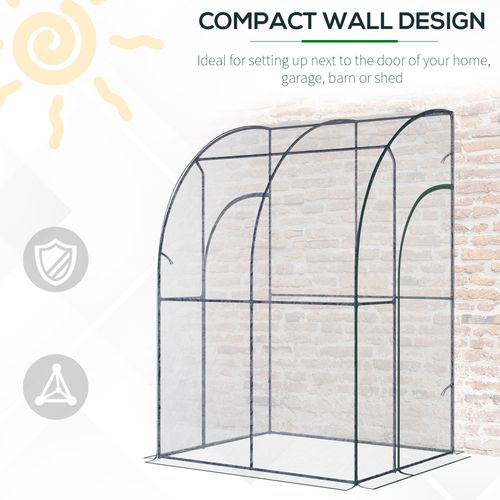 Walk - In Lean - To Tunnel Greenhouse – Wall - Mounted with PVC Cover & Roll - Up Door - plants - express.com