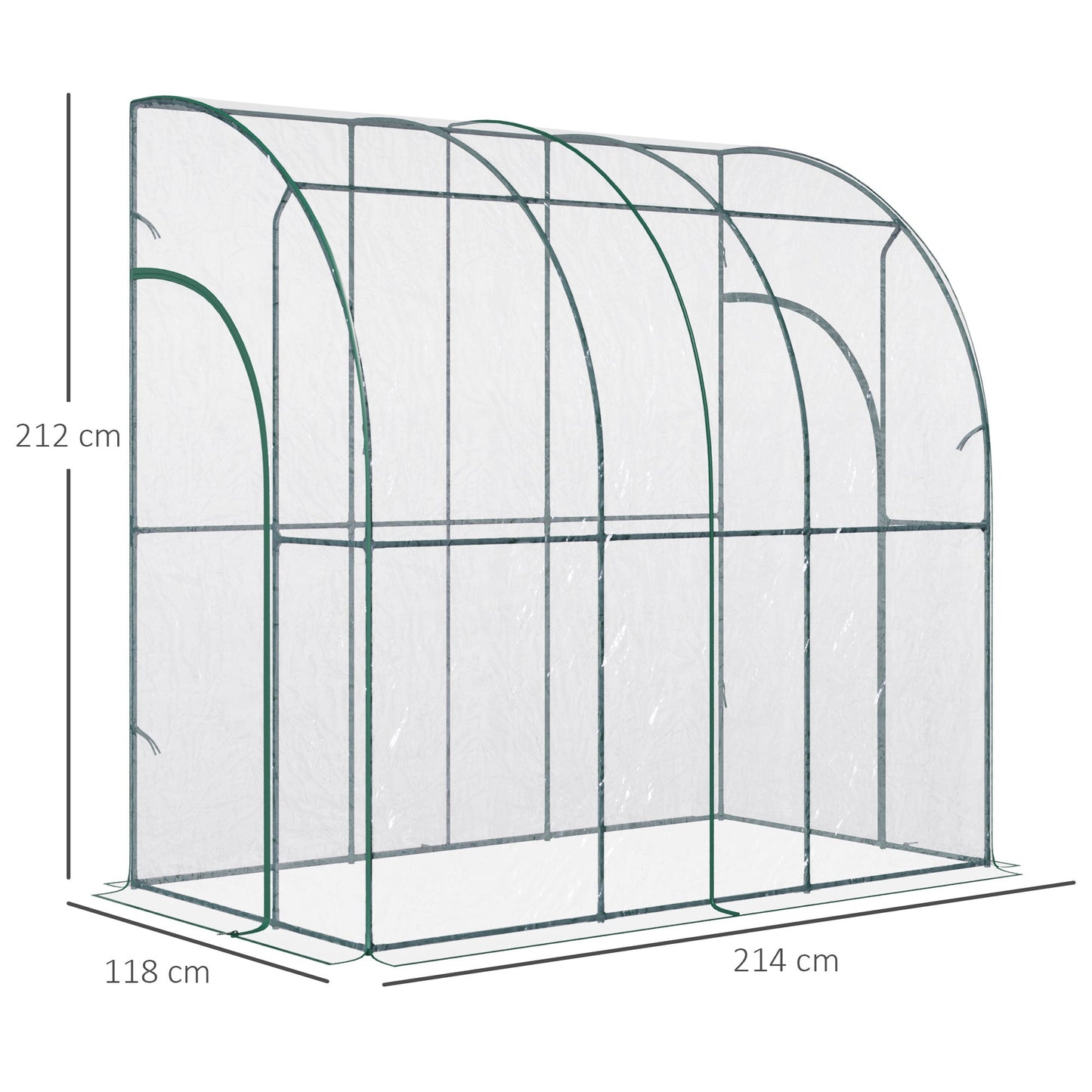 Walk - In Lean - To Tunnel Greenhouse – Wall - Mounted with PVC Cover & Roll - Up Door - plants - express.com