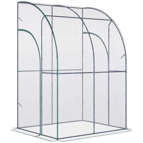 Walk - In Lean - To Tunnel Greenhouse – Wall - Mounted with PVC Cover & Roll - Up Door - plants - express.com
