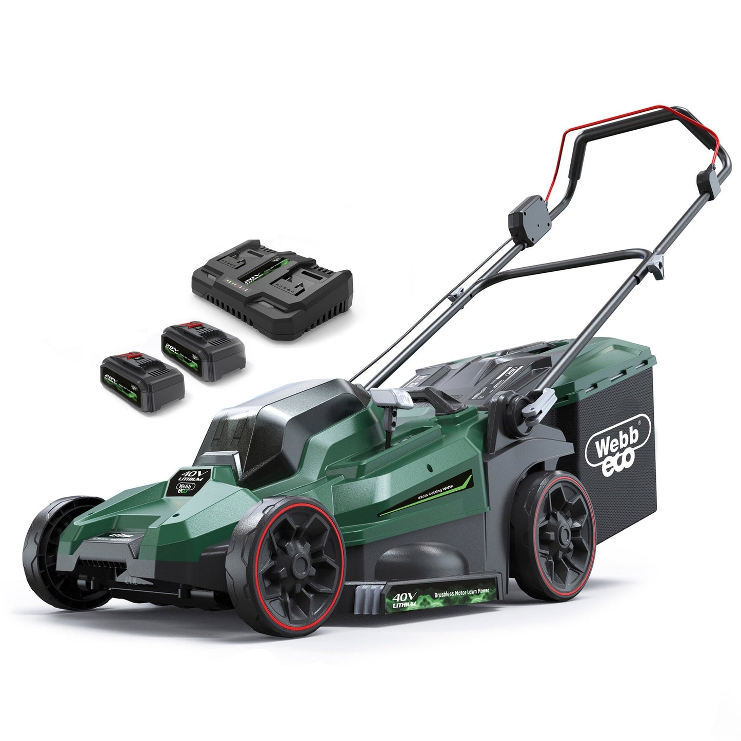 Webb 40V (2 x 20v) 43cm (17") Cordless Rotary Lawnmower (2 x 4AH Battery & Charger) - plants - express.com