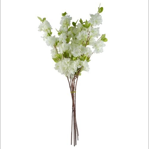 White Silk Blossom Stem Pack of 6 - 100cm Elegant Floral Decor - plants - express.com