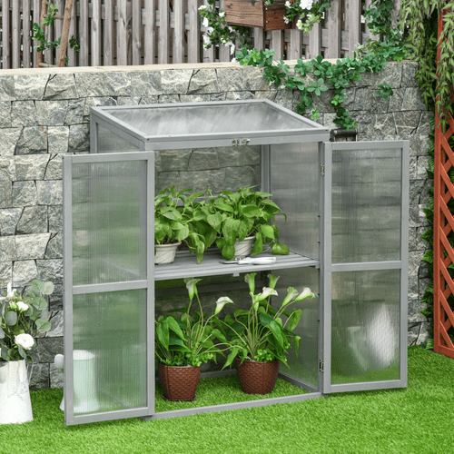 Wooden Cold Frame Greenhouse – 76 x 47 x 110cm (Grey) - plants - express.com
