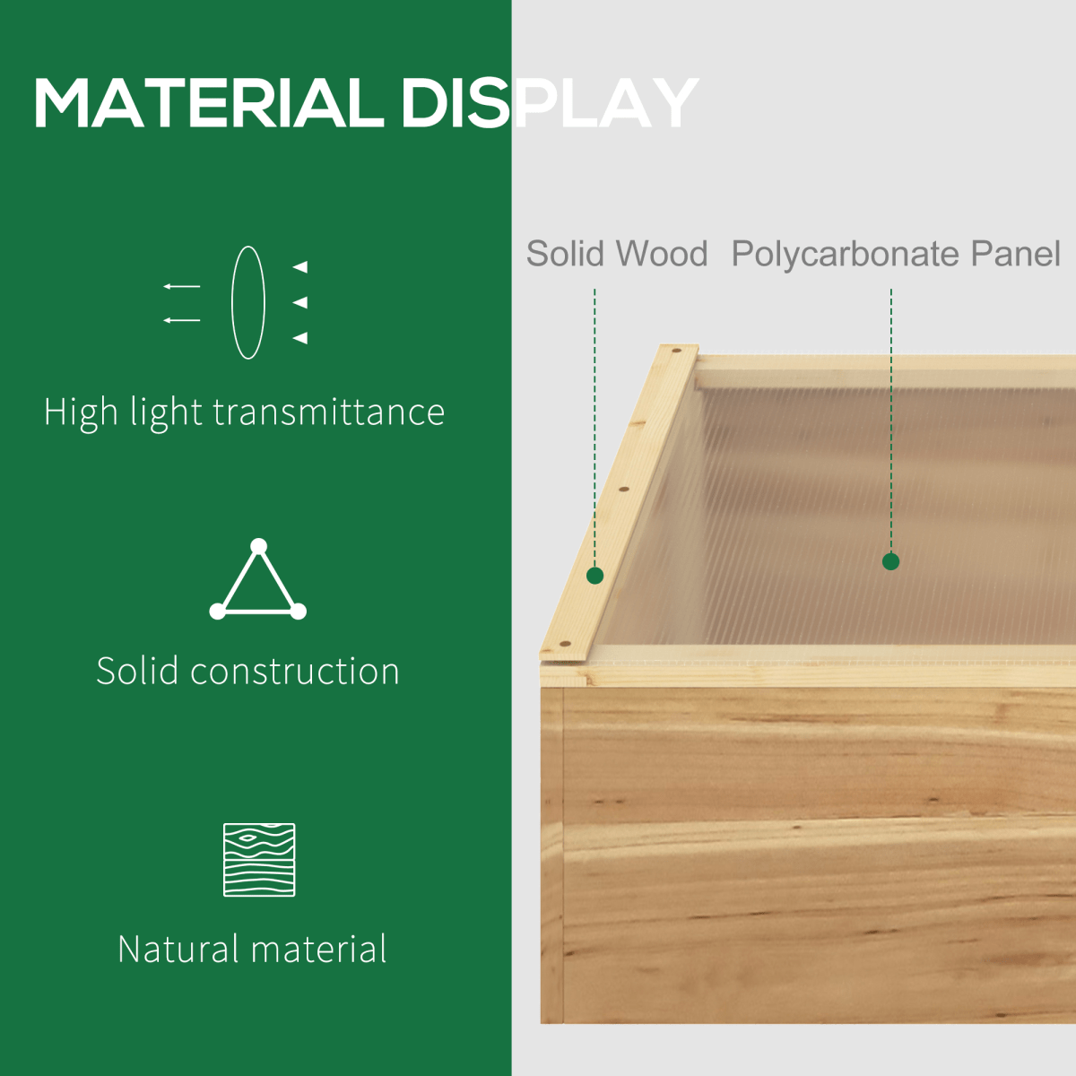 Wooden Cold Frame Greenhouse Grow House, 100 x 50 x 36 cm, Natural - plants - express.com