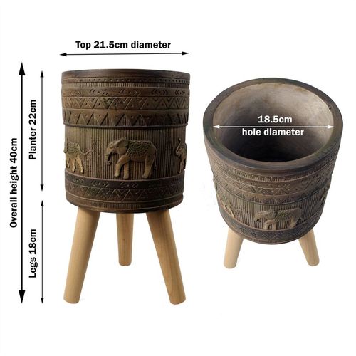 Zandi Elephant 40cm Rustic Fibreglass Composite Planter - Indoor/Outdoor Gem! - plants - express.com