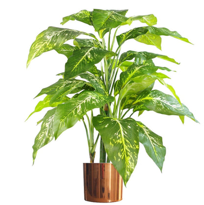 100cm Large Fox's Spotted Evergreen Aglaonema Artificial Tree in Copper Planter - plants - express.com