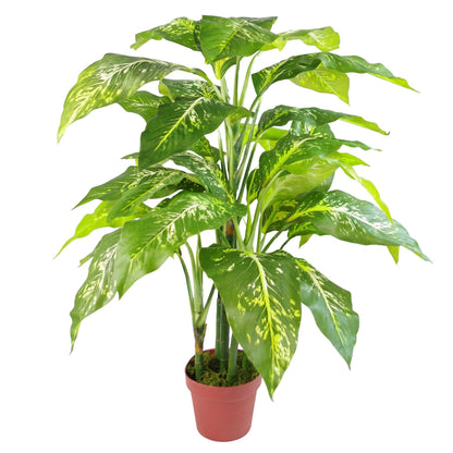 100cm Large Fox's Spotted Evergreen Aglaonema Artificial Tree in Copper Planter - plants - express.com