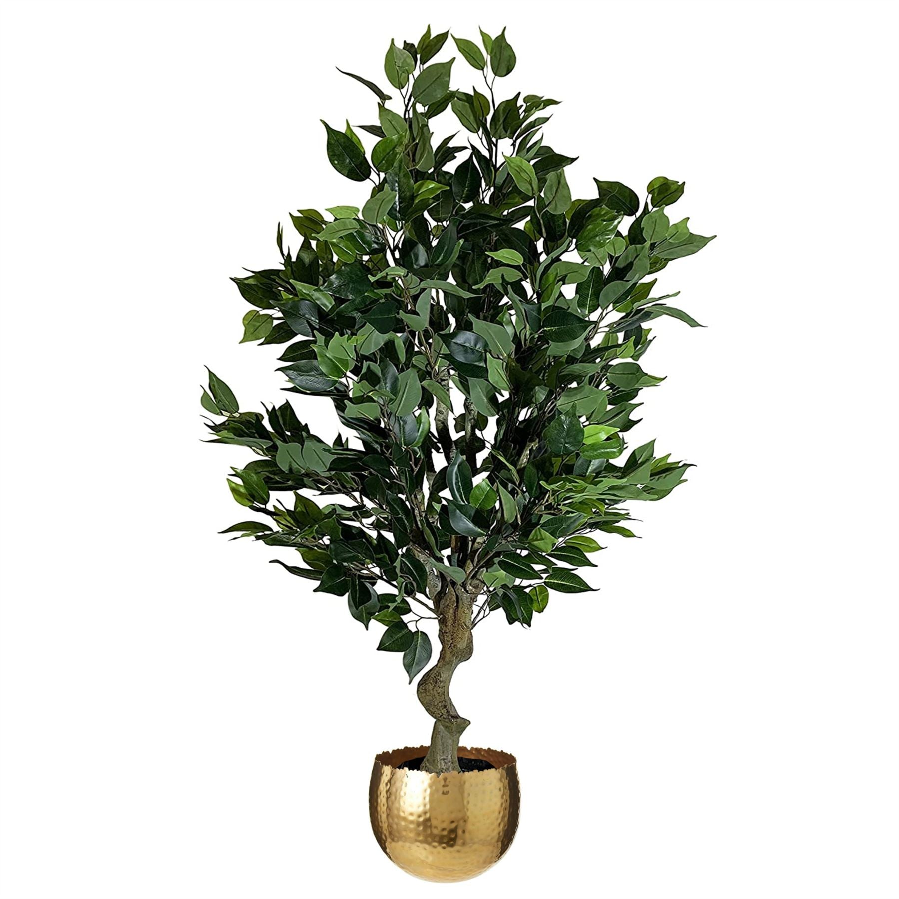 100cm Lifelike Artificial Ficus Tree in Gold Curve Planter - plants - express.com