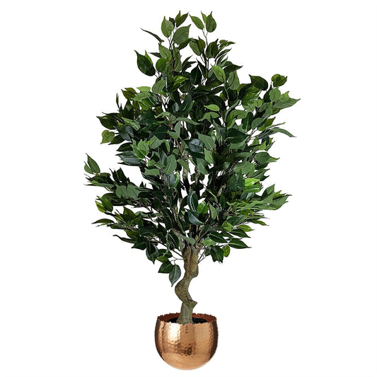 100cm Realistic Ficus Artificial Tree with Copper Curve Planter - plants - express.com
