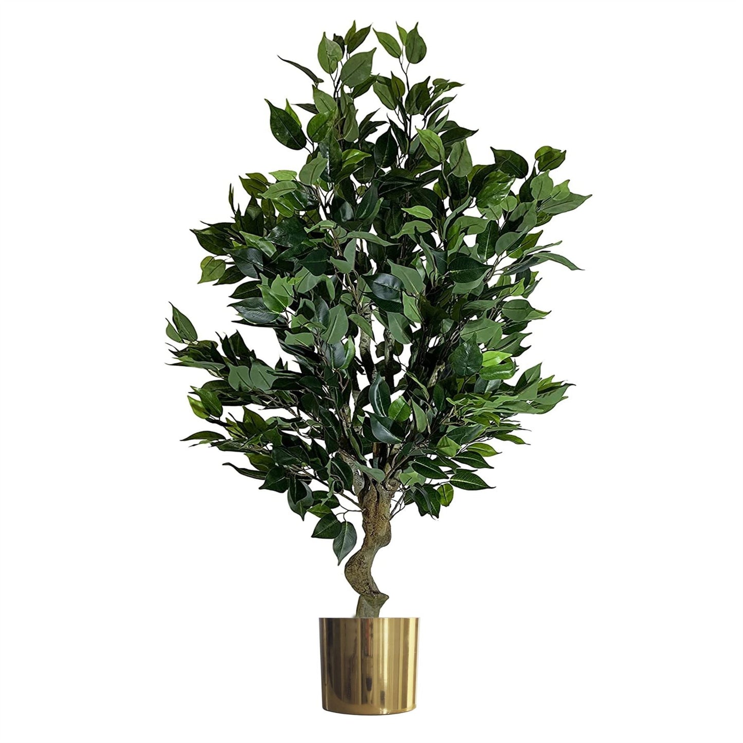 100cm Realistic Ficus Tree in Gold Planter - Artificial Indoor Plant - plants - express.com