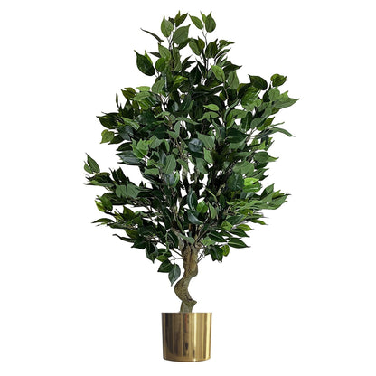 100cm Realistic Ficus Tree in Gold Planter - Artificial Indoor Plant - plants - express.com
