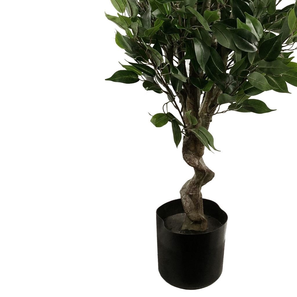 110cm Artificial Ficus Tree in Silver Curve Planter - Lifelike Indoor Accent - plants - express.com
