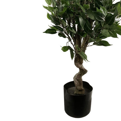 110cm Artificial Ficus Tree in Silver Curve Planter - Lifelike Indoor Accent - plants - express.com