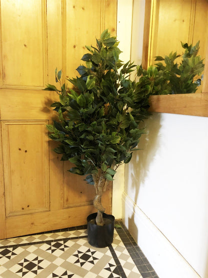 110cm Artificial Twist Ficus Tree in Gold Curve Planter - plants - express.com